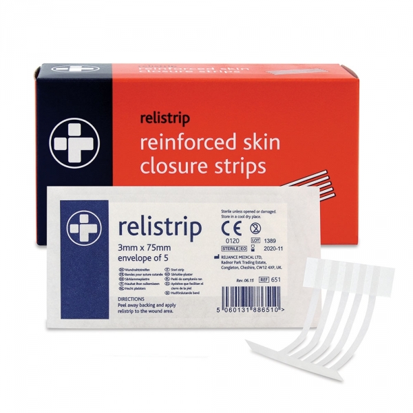 651 Relistrip Skin Closure Strips   3mm x 75mm x 5 Box of 50