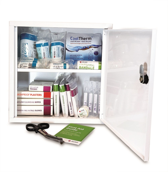 X1760 Red Cross Small Workplace First Aid Kit Metal Wall Cabinet