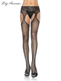 1988BOS LYCRA SHEER GARTER PANTYHOSE O/S BLACK