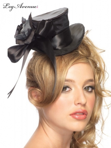  SATIN TOP HAT WITH FLOWER & BOW ACCENT