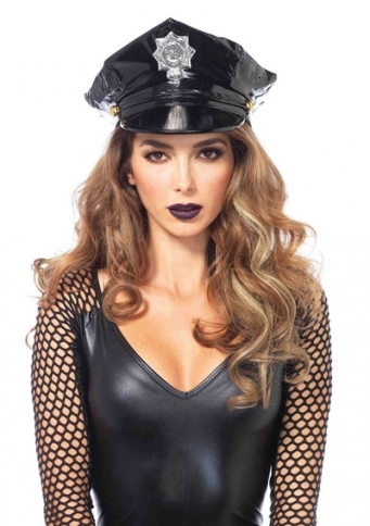 3761 VINYL POLICE HAT BLACK