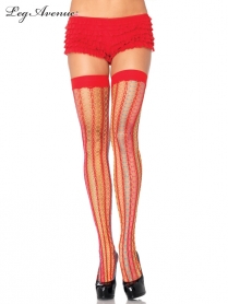 6324RD RAINBOW THORN NET THIGH HIGHS RED