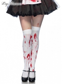 6675WRDOS BLOODY ZOMBIE THIGH HIGHS O/S WHITE/RED