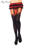 7287 OPAQUE PANTYHOSE WITH FAUX HEART GARTER BELT BLACK/RED