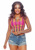 81600 RAINBOW FISHNET LONG SLEEVED CROP TOP