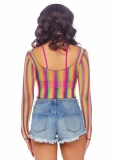 RAINBOW FISHNET LONG SLEEVED CROP TOP