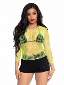 8278LIOS SPANDEX LONG SLEEVED INDUSTRIAL NET SHIRT. O/S LIME