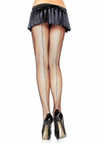 9076BOS LYCRA INDUSTRIAL NET PANTYHOSE WITH BACK SEAM O/S BLACK