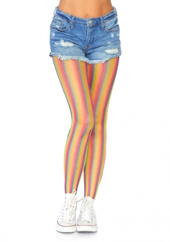 9305 RAINBOW STRIPED FISHNET TIGHTS.