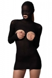 KI4012 OPAQUE MASKED CUPLESS MINI DRESS BLACK