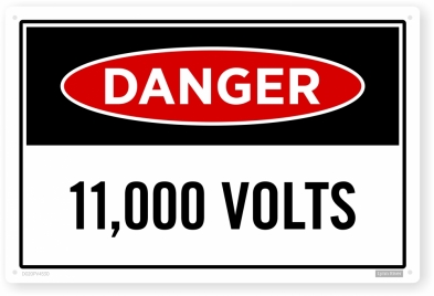 11000 volts sign