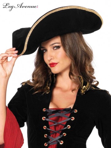 2078 UNISEX PIRATE HAT WITH GOLD TRIM