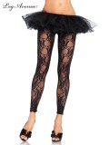 7888BOS FLORAL LACE FOOTLESS TIGHTS O/S BLACK