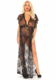  2 PC EYELASH LACE LONG KAFTAN ROBE