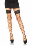 9119 CRYSTALIZED WIDE NET LACE TOP THIGH HIGHS.