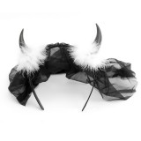N208094 Devil Horns Headband with Black Veil