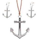 N8481 Necklace & Earrings Anchor Silver
