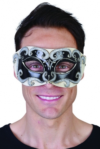 ND148B Black Eye Mask with Silver Glitter Detail