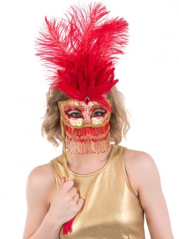 ND2013R Belly Dancer Gold & Red Eye Mask on Stick