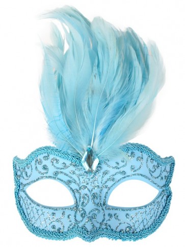 ND4145 DANIELLA Pale Blue with feathers Eye Mask