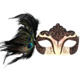 ND4373 BURLESQUE w/ Peacock Feathers Black Eye Mask