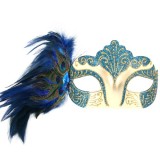 ND4374 BURLESQUE w/ Peacock Feathers Blue Eye Mask