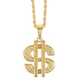 NL051G Dollar Sign Pendant Necklace Gold