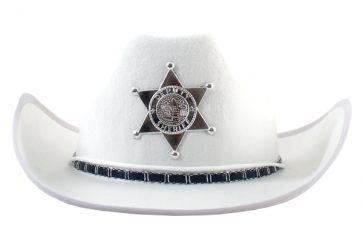 NL1234 Cowboy Hat White with Woven Band and Badge