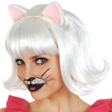 NW1187W Snowdrop Cat White with Ears Fringe Deluxe