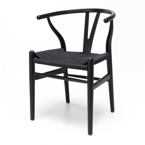 HZCWB Wishbone Chair Black Oak Black Rope Seat