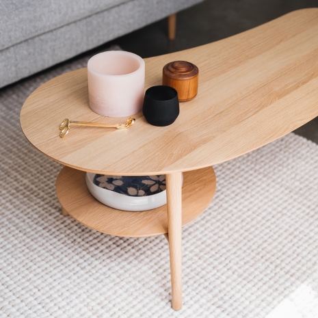 INTEROSLOCOF Oslo Coffee Table Shaped with Shelf