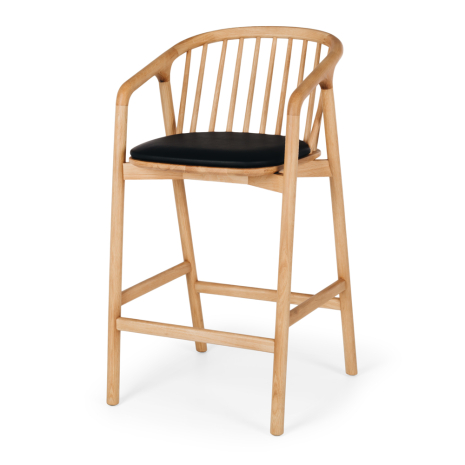 SHBSHMAD NORD Highback Barstool (Natural Oak) BLK PU Seat