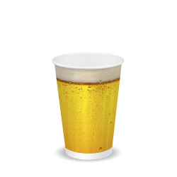 GB0252 Paper Cold Beer Print Cup 420ml 14oz BioPak BCC14BEER