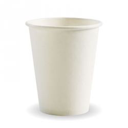 GD0041 Paper Hot Cups 8oz BioPak Plain White BC8W Economy