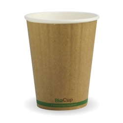 GD0089 Paper Hot Cups 12oz Kraft D/Wall BioPak BCK12DWGS