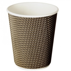 GD0107 Paper Hot Cups 12oz Triple Wall Brown Check