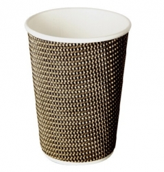 GD0133 Paper Hot Cups 16oz Triple Wall Brown Check