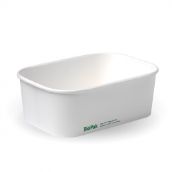 GD0508 Paper Container White Rectangular PLA 750ml BioPak