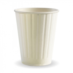 GD2211 Paper Hot Cups 12oz D/Wall White BioPak BC12DWW