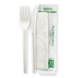 IC0090 Combo Knife, Fork, Napkin Compostable BioPak