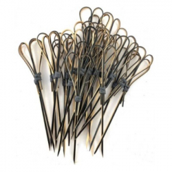 IG1056 Bamboo Heart Pick Skewers 12cm Black