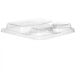 OB2220 Lid Clear PLA t/s Dinner Box Base 3 Comp 9" Detpak