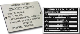 machinery plates identification tag