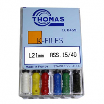 K-Files 21mm Assorted Sizes #15 - #40 (6 Pk)