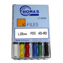K-Files 28mm Assorted Sizes #45 - #80 (6 Pk)