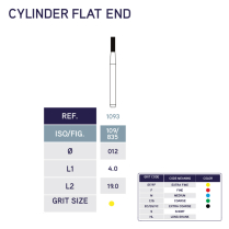 1093FF Cylinder Flat End Diamond Bur 835/012 10pk