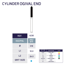 4230 Cylinder Ogival End Diamond Bur 879/018 10pk