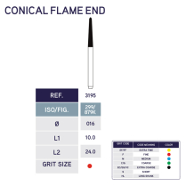 3195F Cone Flame End Diamond Bur 879K/016 10pk