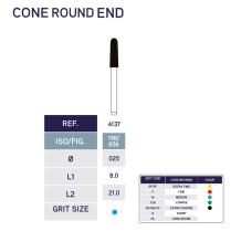 4137 Cone Round End Diamond Bur 856/025 10pk