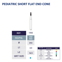 1332 Pediatric Short Cone Flat End Diamond 845/010 10pk